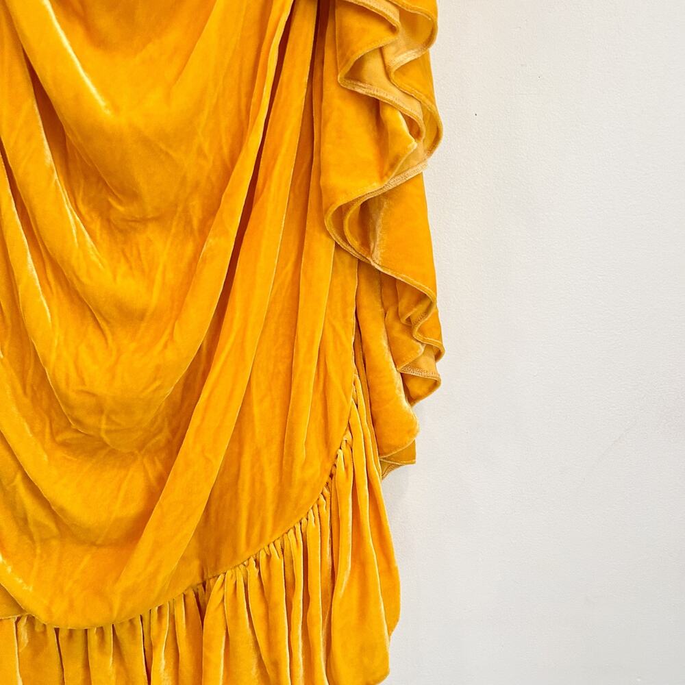 NEW Mestiza New York Flamenco Velvet Ruffle Dress Yellow Size 4 - Picture 7 of 10